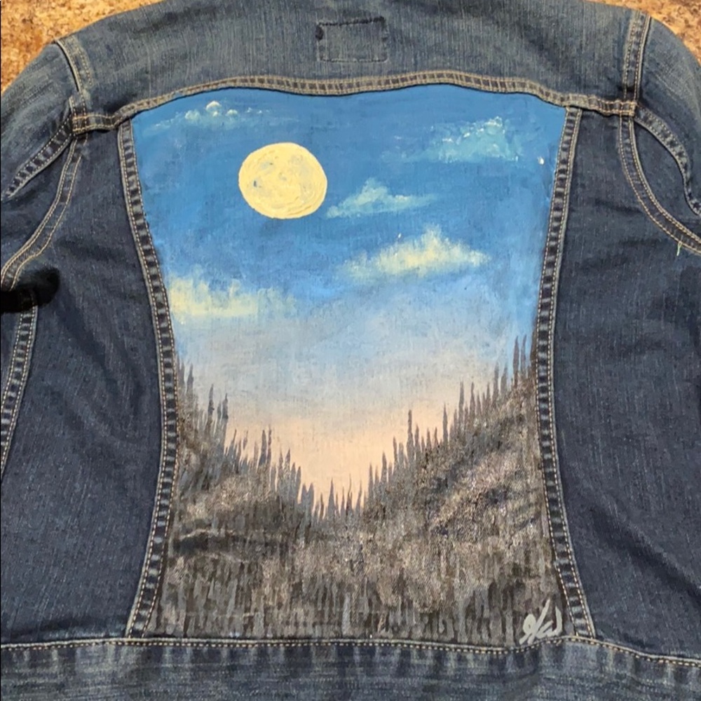Lucky Brand Hand Painted Jean Jacket! - Picture 4 of 8
